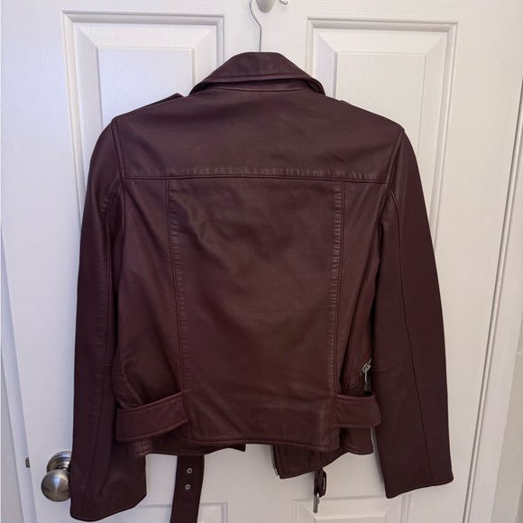 All Saints Red Burgundy Leather Jacket - Picture 5 of 8